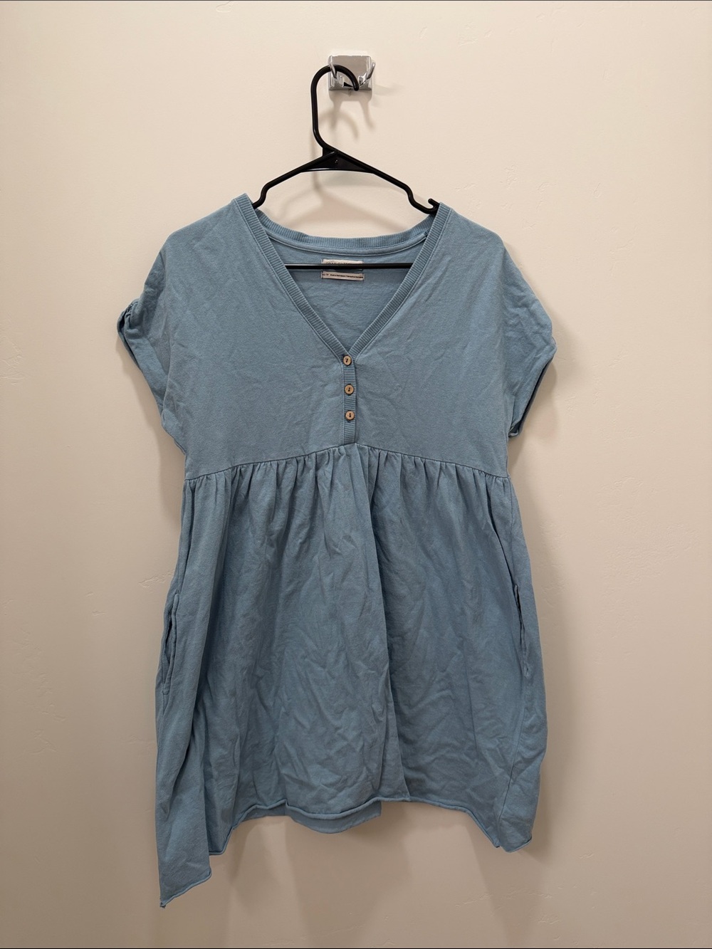 Urban Outfitters Light Blue V‑Neck Babydoll Tunic